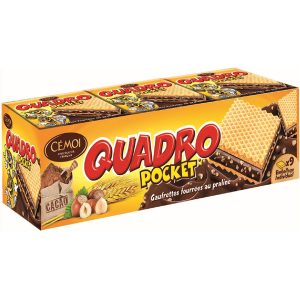 Biscuits Gaufrettes Praliné Quadro Cemoi 187G